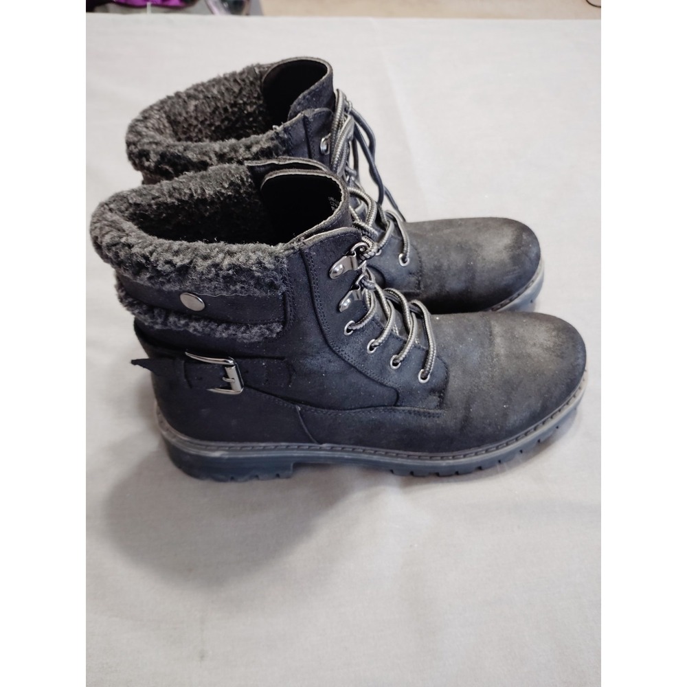 Cliffs by White Mountain Meldon Lace Up BLACK Suede Style Ankle Boot Women 9.5